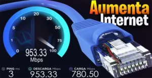 Velocidad internet alta, cable ethernet, mejoras en conexión.