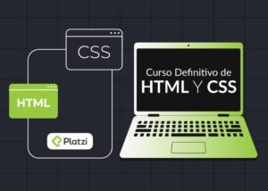 Curso online HTML y CSS en ordenador portátil.