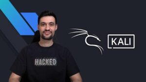 Hombre con logo de Kali Linux.