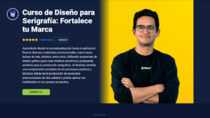Hombre sonriendo para curso diseño serigrafía.