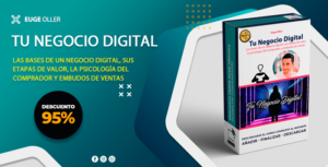 Libro "Tu Negocio Digital" con descuento en pantalla.