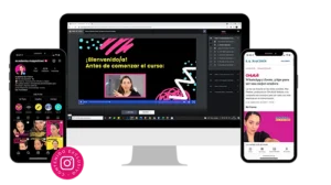 Curso en línea en dispositivos digitales.