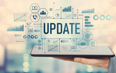 Actualización de datos y gráficos en tableta digital.