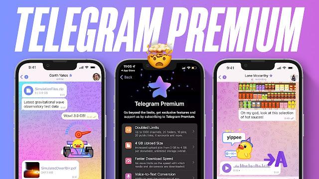 Promoción de Telegram Premium en móviles.