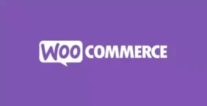Logo de WooCommerce en fondo morado.