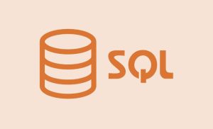 Icono estilizado naranja de base de datos SQL.