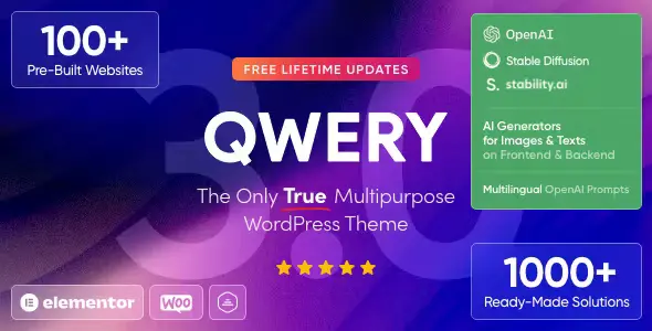 QWERY: Tema multipropósito WordPress con más de 1000 soluciones.