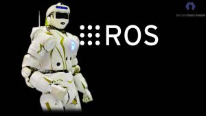 Robot humanoide junto a logo de ROS