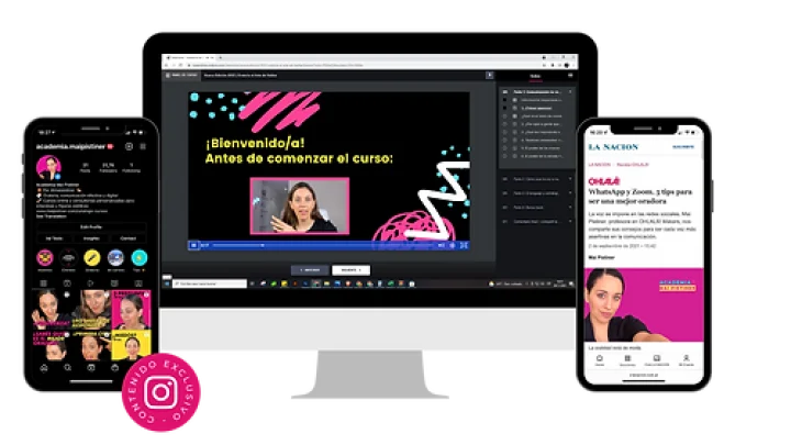 Curso en línea en dispositivos digitales.